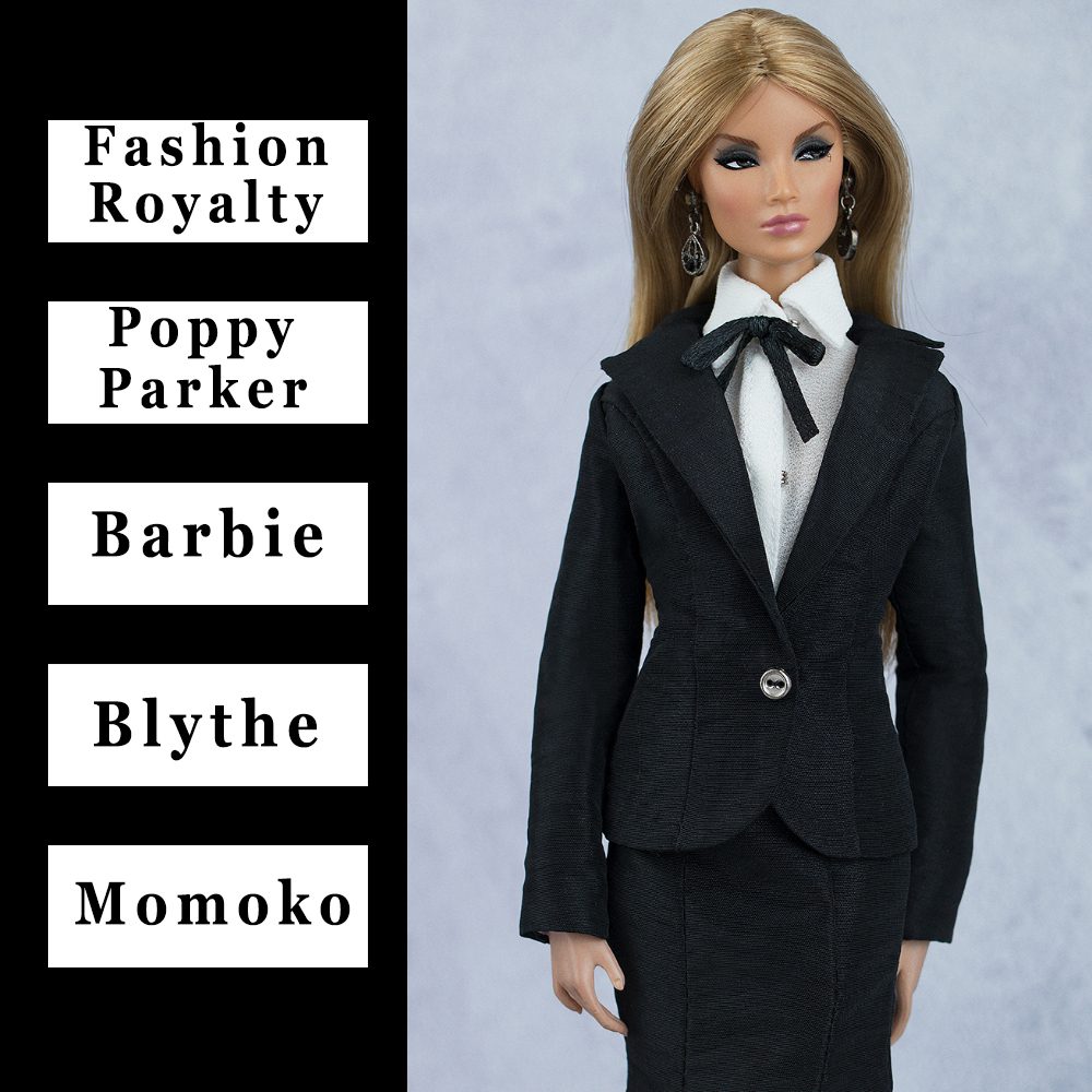 Black Taffeta Jacket W Lining Choose Size Fashion Royalty Fr2 Poppy Parker Blythe Barbie Silkstone Momoko Dolls Elenpriv Doll Fashions